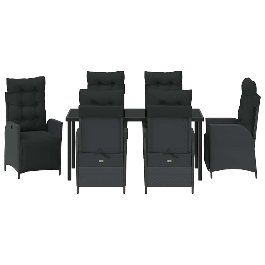 vidaXL Σέτ φαγητού για κήπο 7 pcs Μαύρο Πολυ ράταν