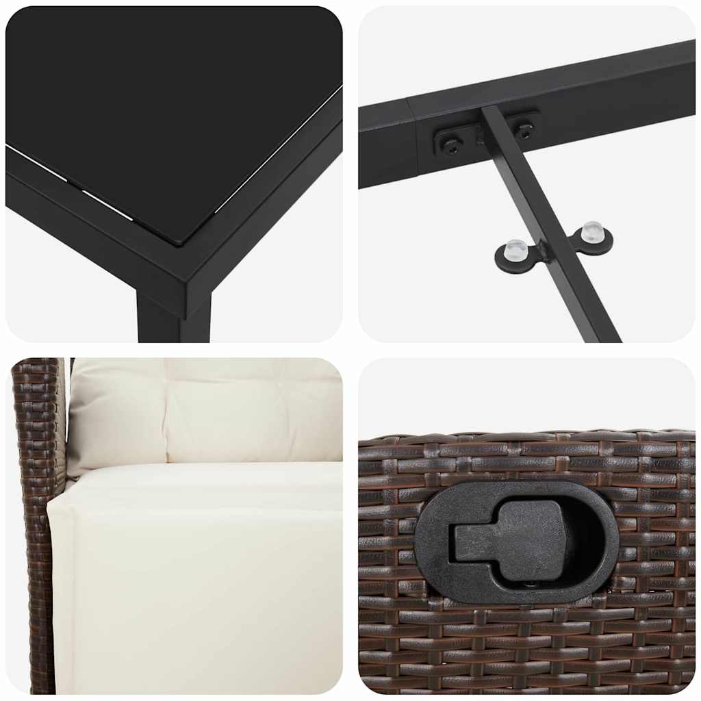 vidaXL Σέτ φαγητού για κήπο 5 pcs Καφέ Πολυ ράταν