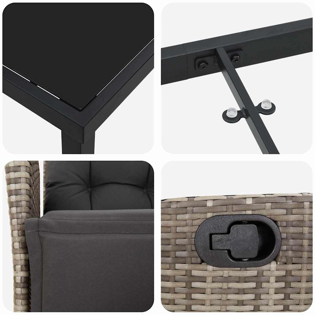 vidaXL Σετ Κήπου 5 Τεμαχίων σε Γκρι Πολυ Ράτταν