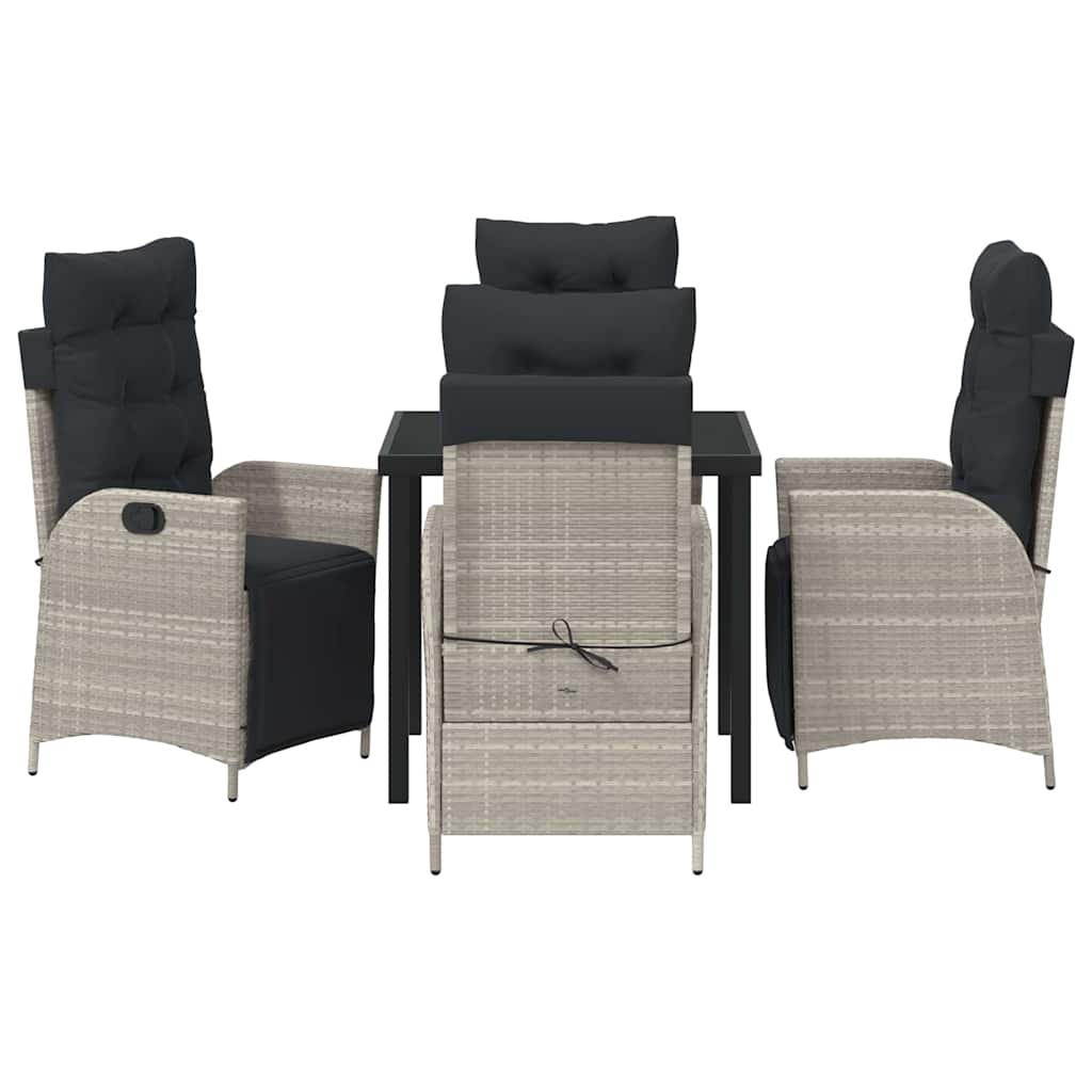 vidaXL Σέτ φαγητού για κήπο 5 pcs Ανοιχτό γκρι Πολυ ράταν