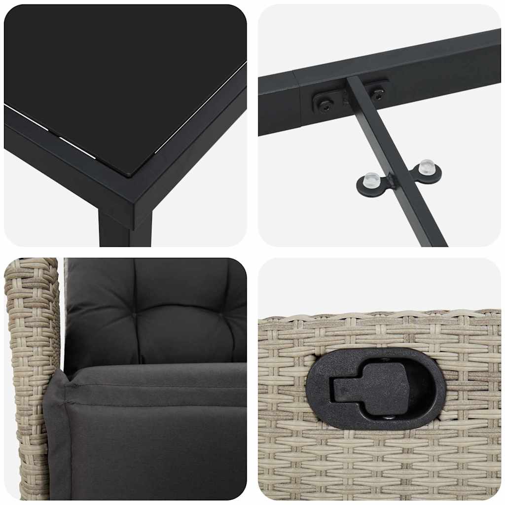 vidaXL Σετ Κήπου 7 Τεμαχίων Ανοιχτό Γκρι Πολυ Ράτταν