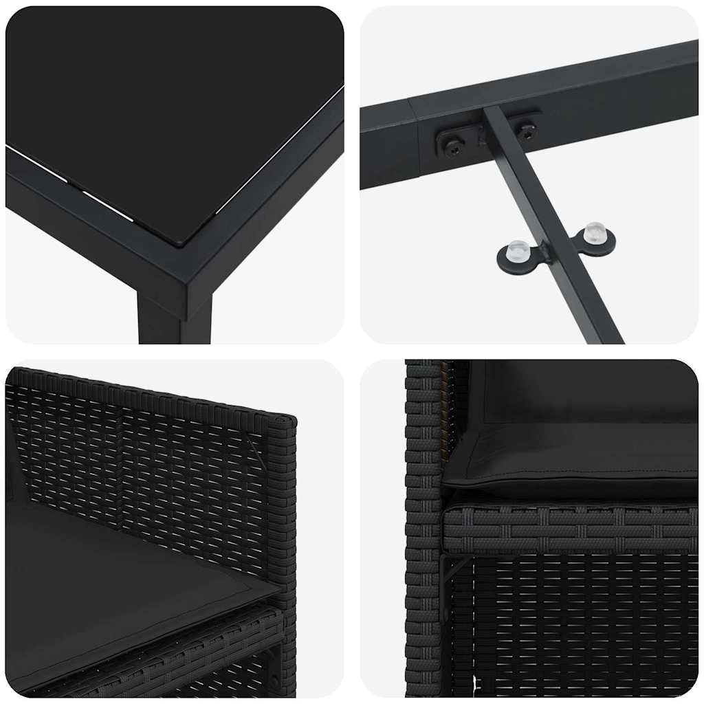 vidaXL Σέτ φαγητού για κήπο 5 pcs Μαύρο συνθετικό ρατάν