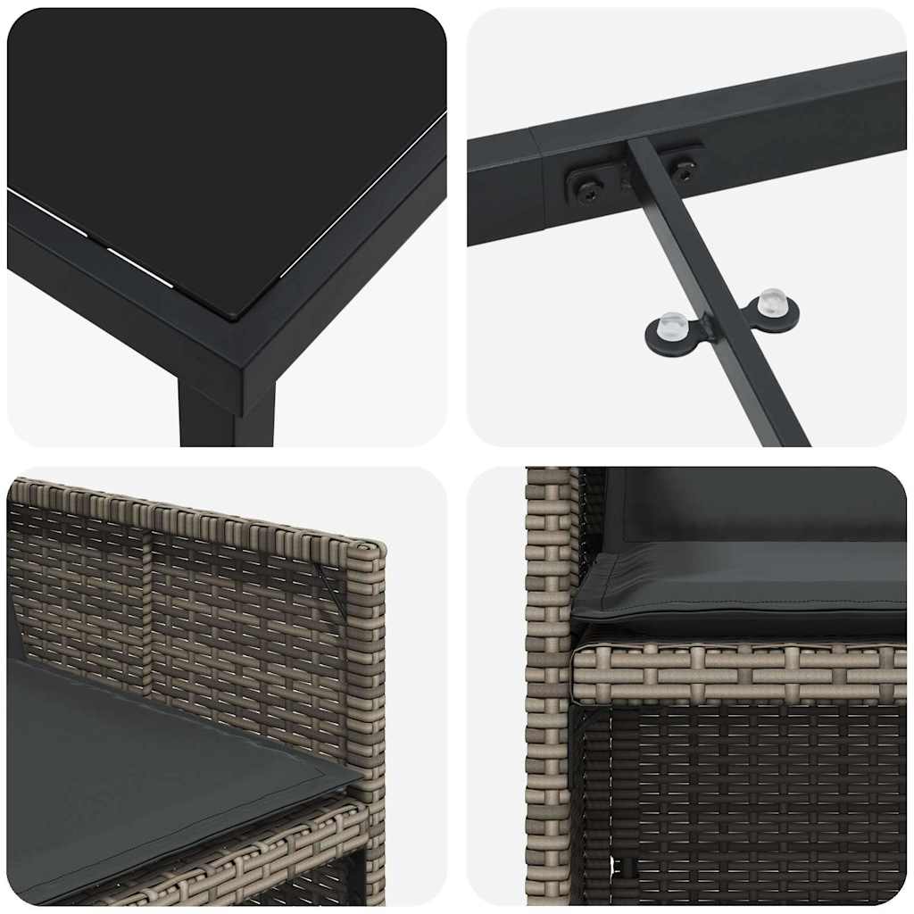 vidaXL Σέτ φαγητού για κήπο 5 pcs Γκρι συνθετικό ρατάν