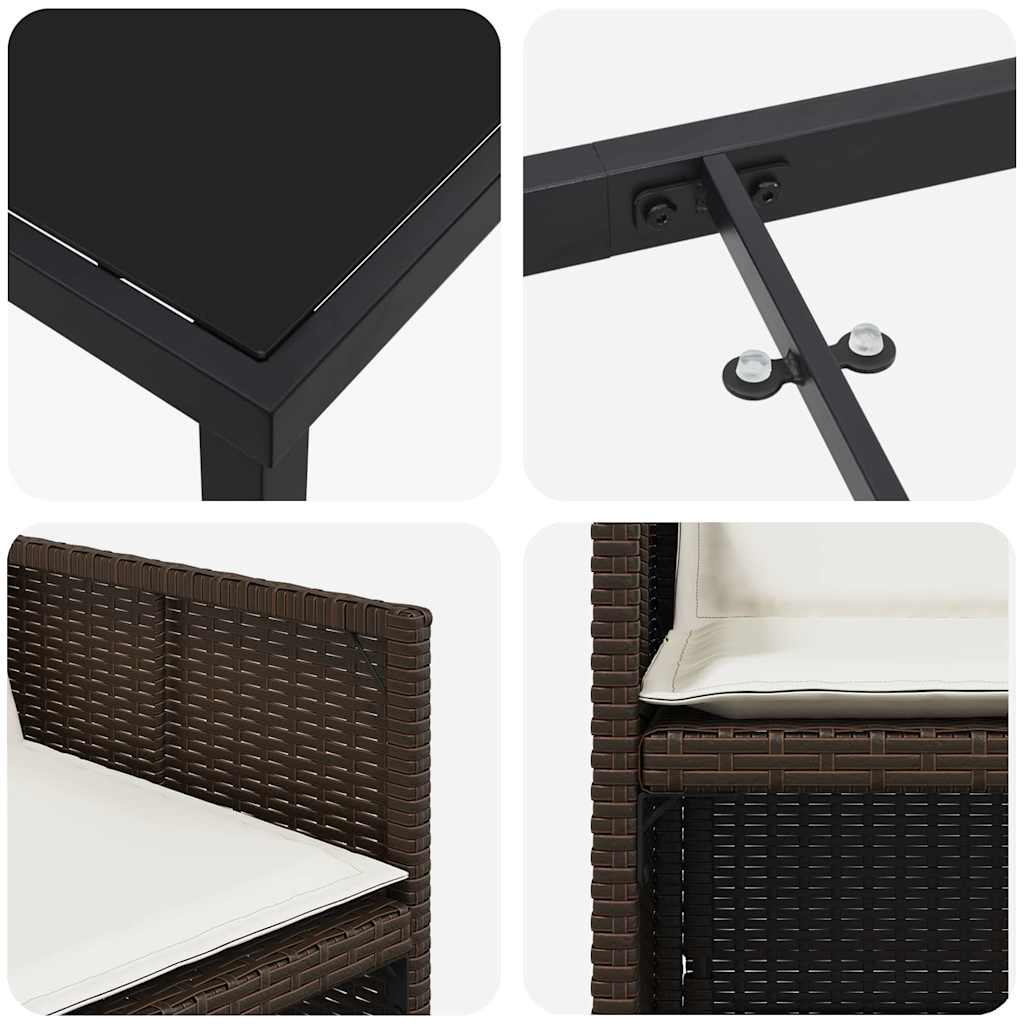 vidaXL Σέτ φαγητού για κήπο 5 pcs Καφέ συνθετικό ρατάν