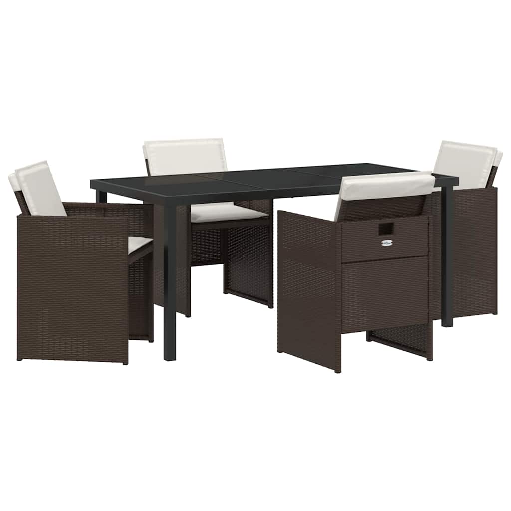 vidaXL Σέτ φαγητού για κήπο 5 pcs Καφέ συνθετικό ρατάν