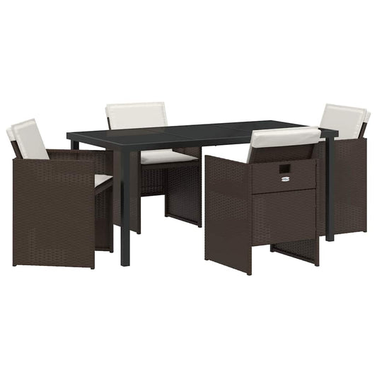 vidaXL Σέτ φαγητού για κήπο 5 pcs Καφέ συνθετικό ρατάν