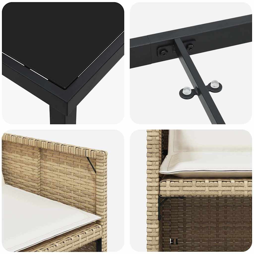 vidaXL Σετ κήπου 5 τεμαχίων με μπεζ μαξιλάρια και πολυεπίπεδο ράτταν.