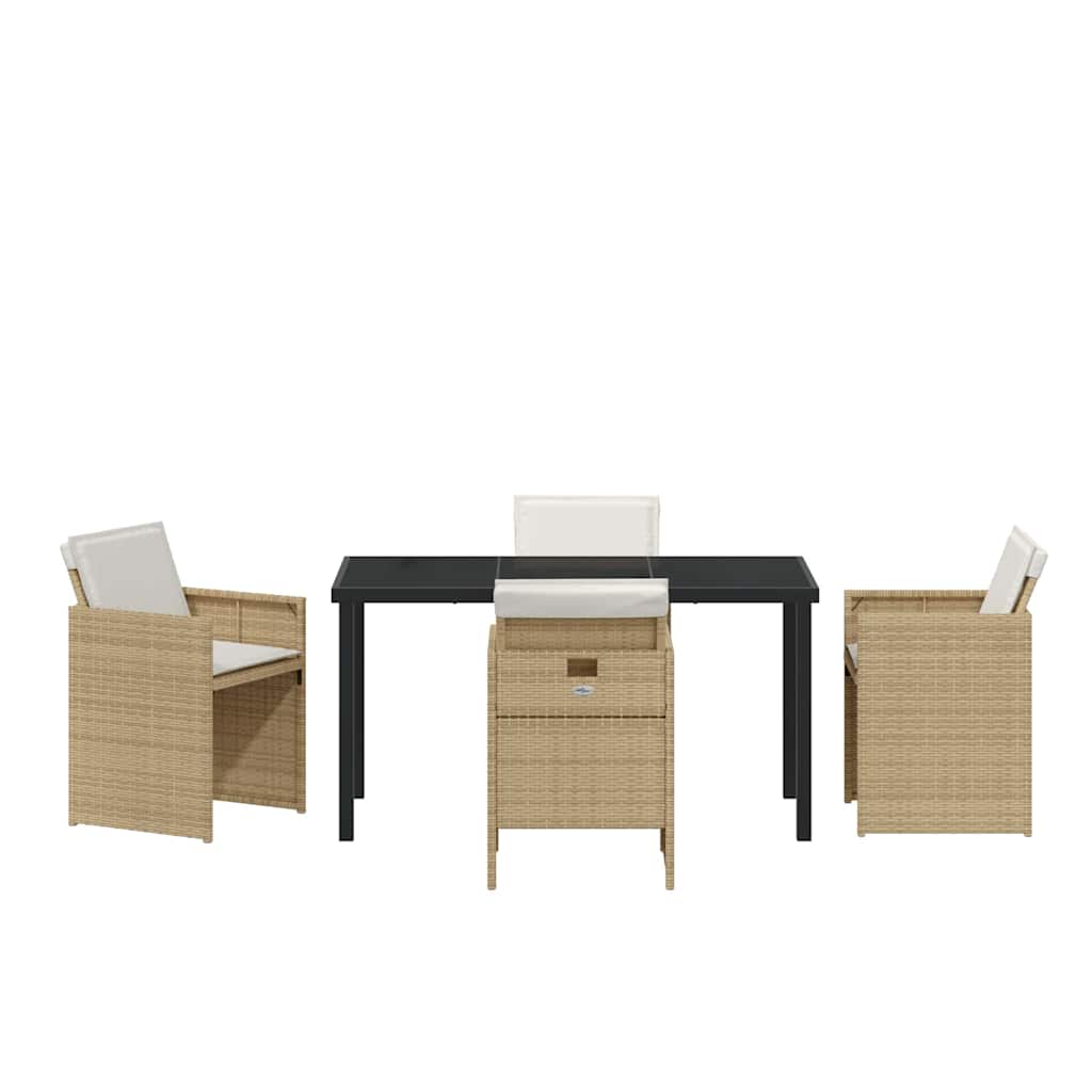 vidaXL Σέτ φαγητού για κήπο 5 pcs Μπεζ συνθετικό ρατάν