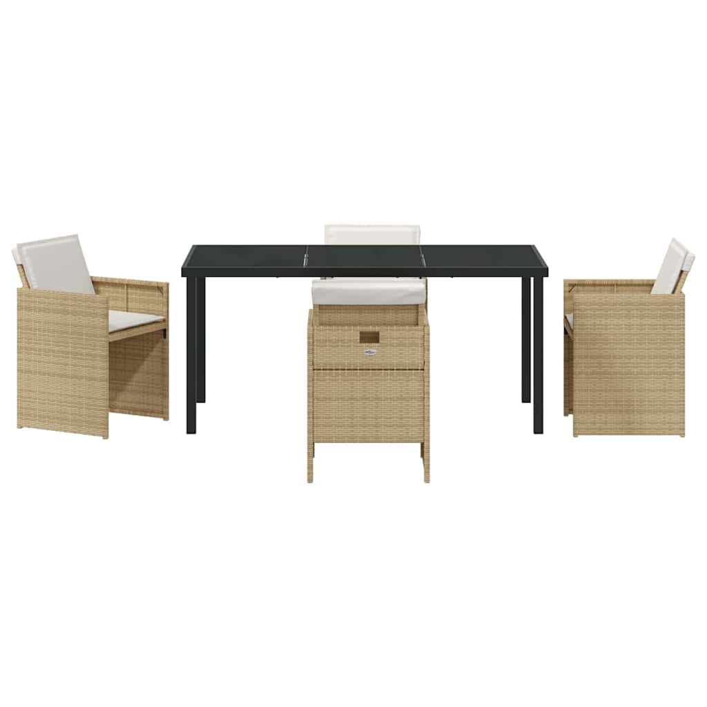 vidaXL Σέτ φαγητού για κήπο 5 pcs Μπεζ συνθετικό ρατάν