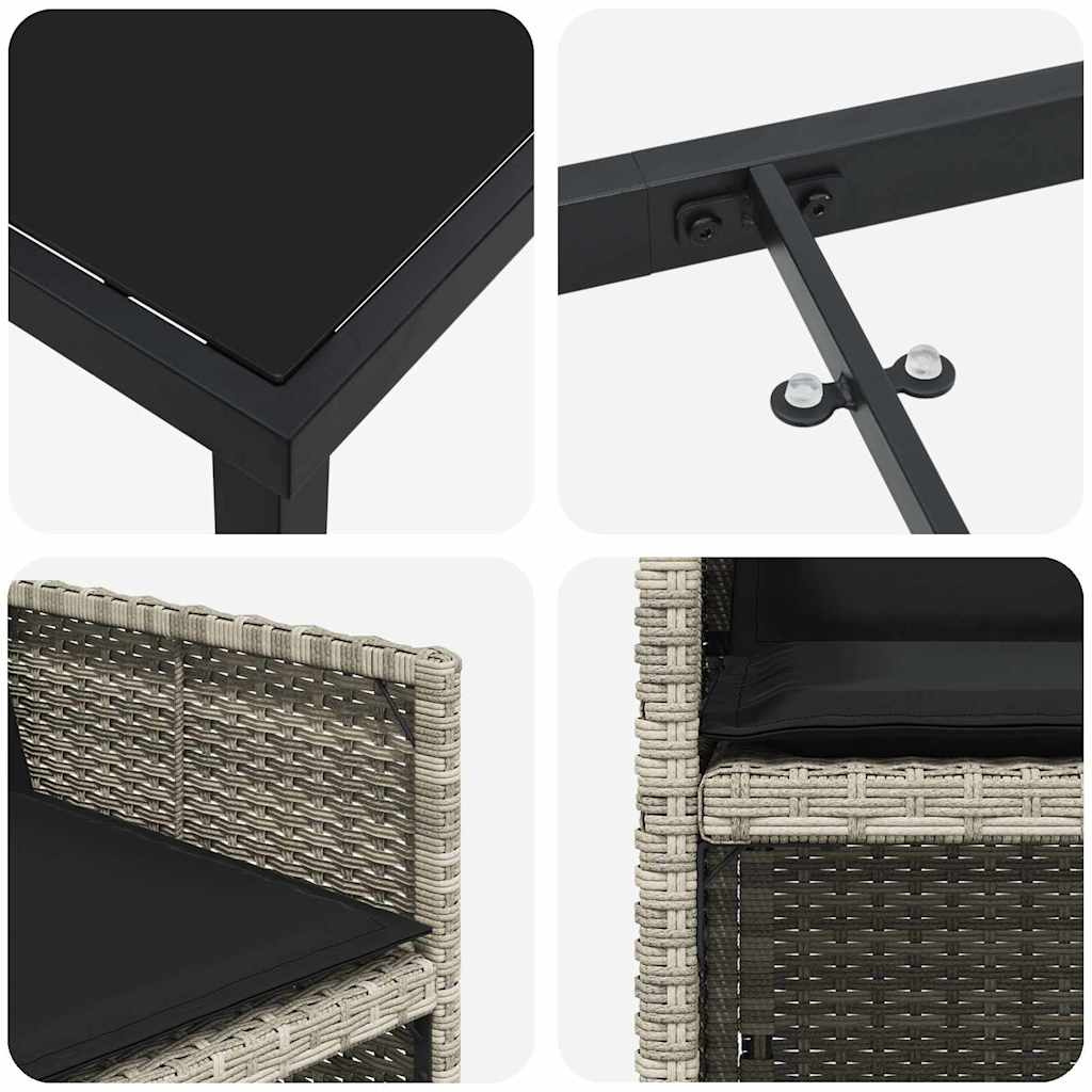 vidaXL Σέτ φαγητού για κήπο 5 pcs Ανοιχτό γκρι συνθετικό ρατάν