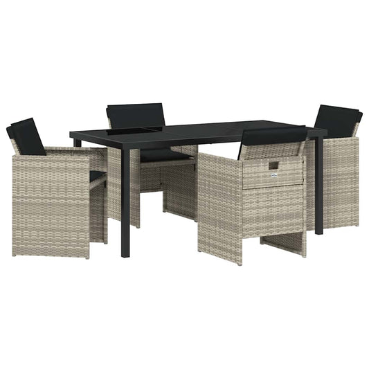 vidaXL Σέτ φαγητού για κήπο 5 pcs Ανοιχτό γκρι συνθετικό ρατάν