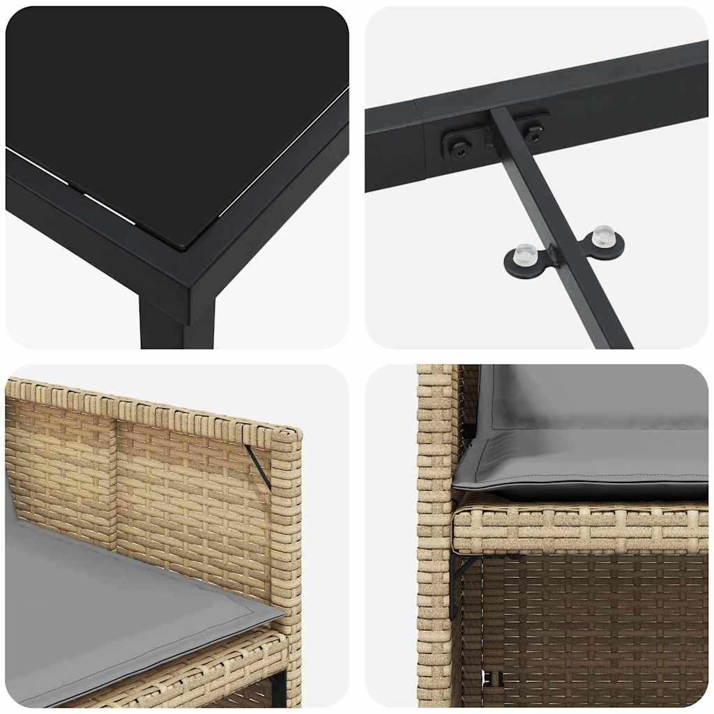 vidaXL Σετ Κήπου 5 Τεμαχίων με Μπεζ Μαξιλάρια από Πολυ Ράτταν