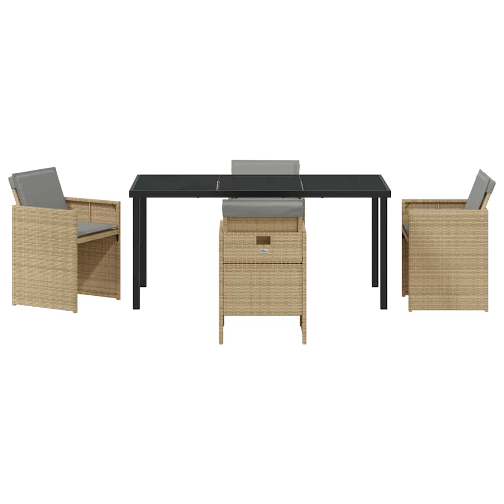 vidaXL Σέτ φαγητού για κήπο 5 pcs Μπεζ συνθετικό ρατάν