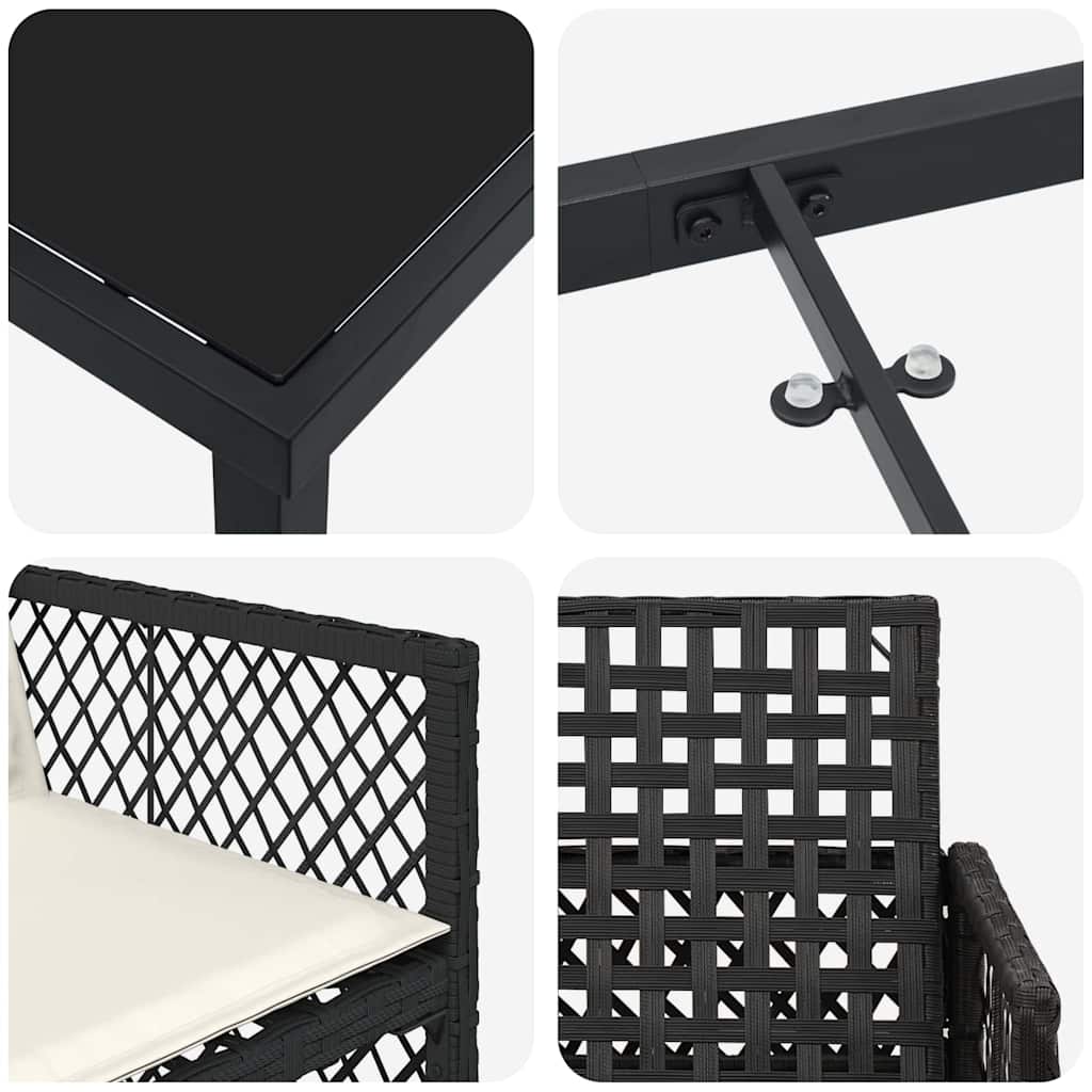 vidaXL Σέτ φαγητού για κήπο 5 pcs Μαύρο συνθετικό ρατάν