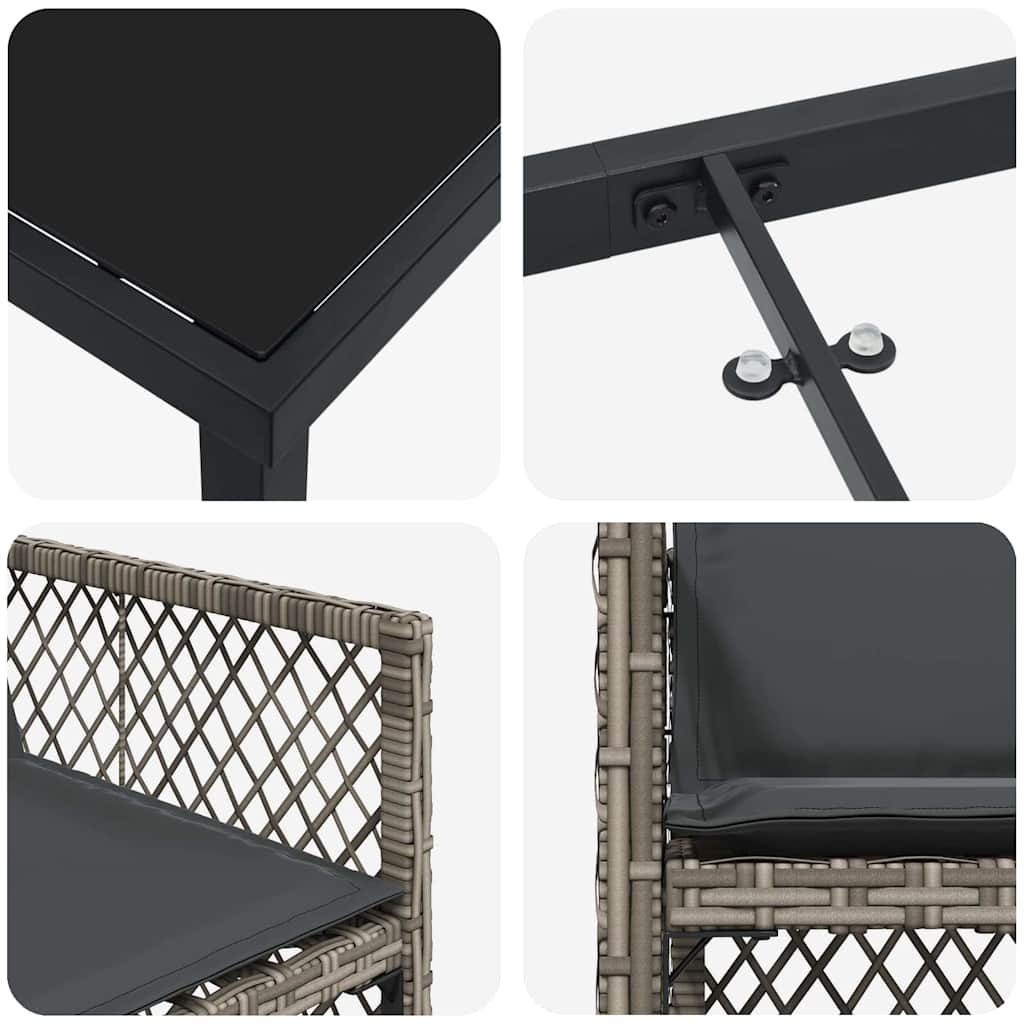 vidaXL Σέτ φαγητού για κήπο 5 pcs Γκρι συνθετικό ρατάν