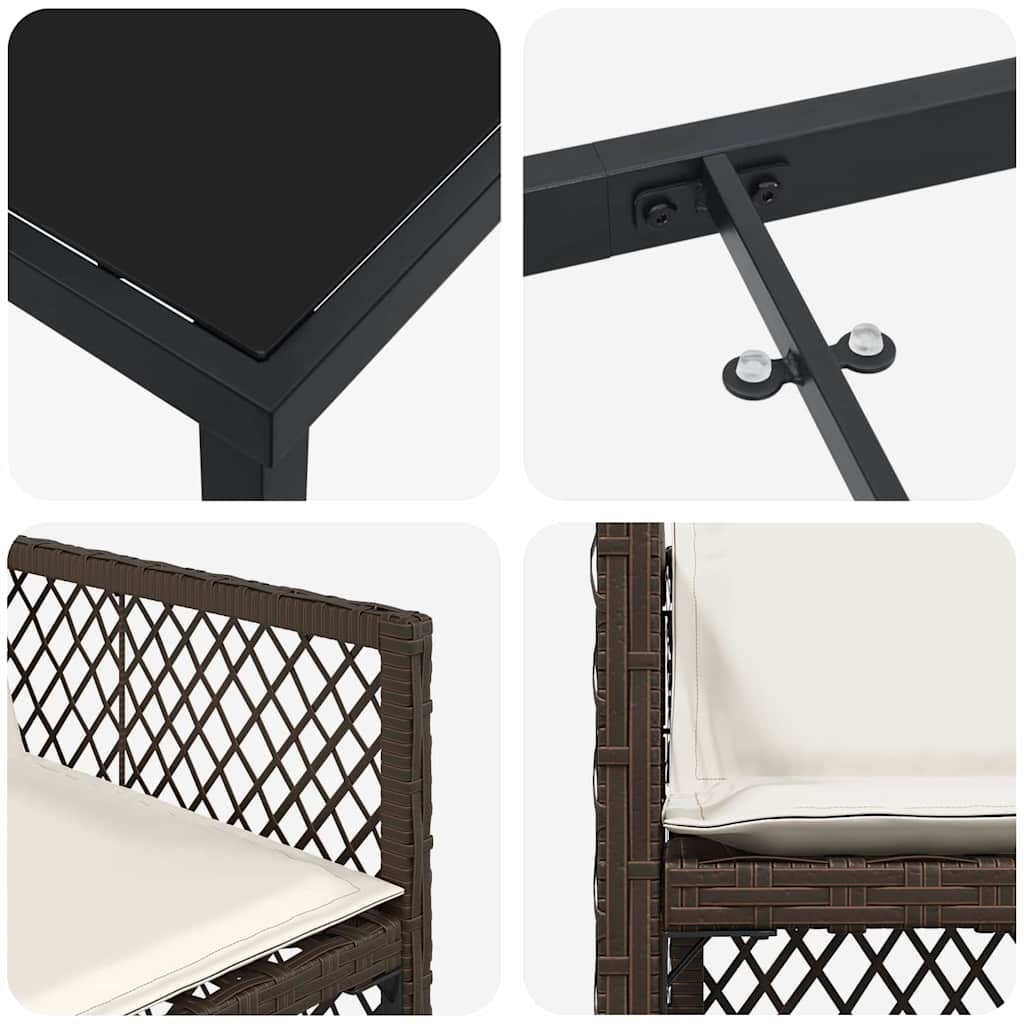 vidaXL Σέτ φαγητού για κήπο 5 pcs Καφέ συνθετικό ρατάν