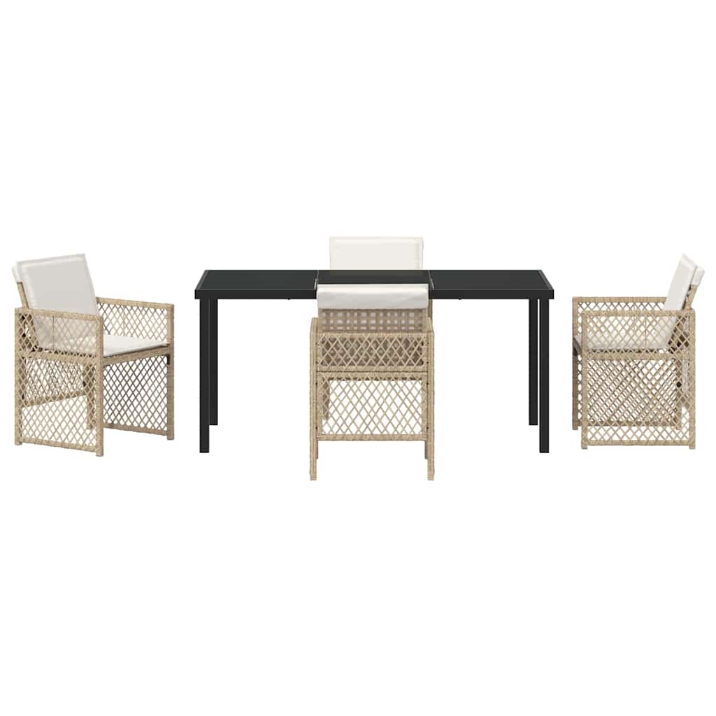 vidaXL Σέτ φαγητού για κήπο 5 pcs Μπεζ συνθετικό ρατάν