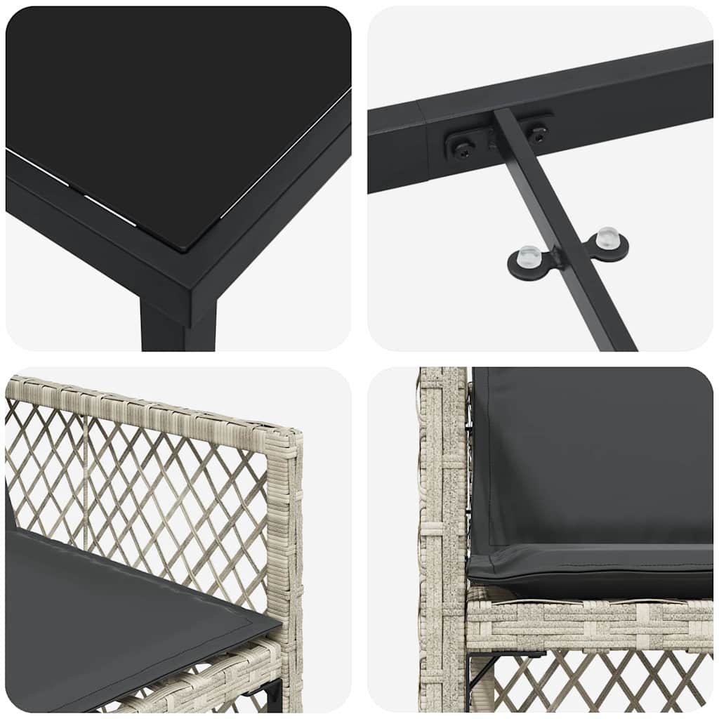 vidaXL Σέτ φαγητού για κήπο 5 pcs Ανοιχτό γκρι συνθετικό ρατάν