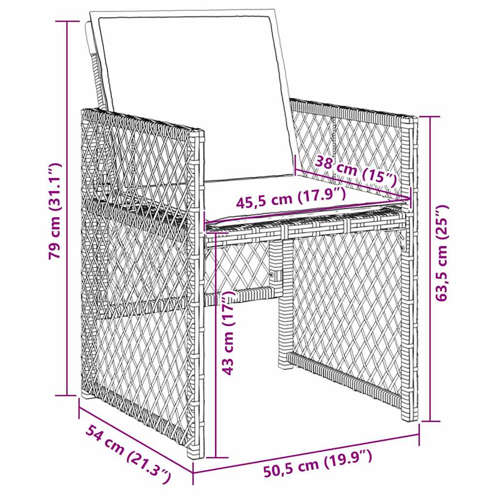 vidaXL Σέτ φαγητού για κήπο 5 pcs Μπεζ συνθετικό ρατάν