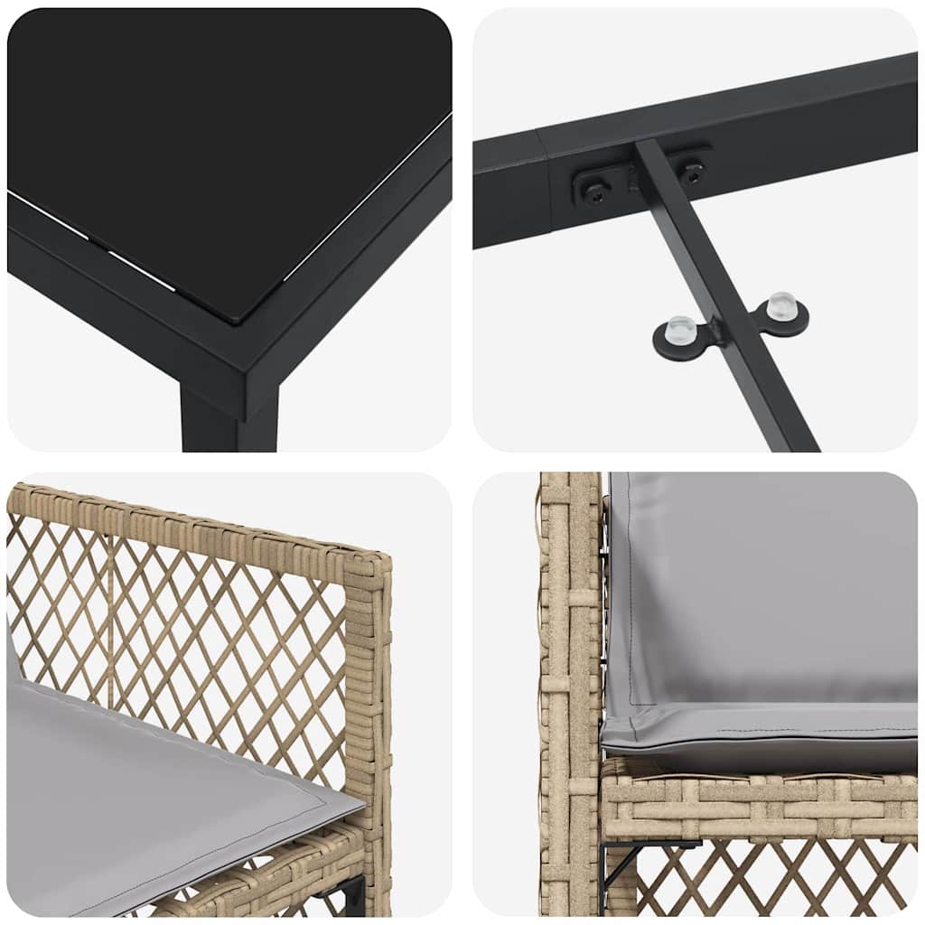 vidaXL Σέτ φαγητού για κήπο 5 pcs Μπεζ συνθετικό ρατάν