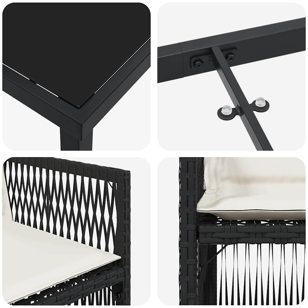 vidaXL Σέτ φαγητού για κήπο 5 pcs Μαύρο Πολυ ράταν