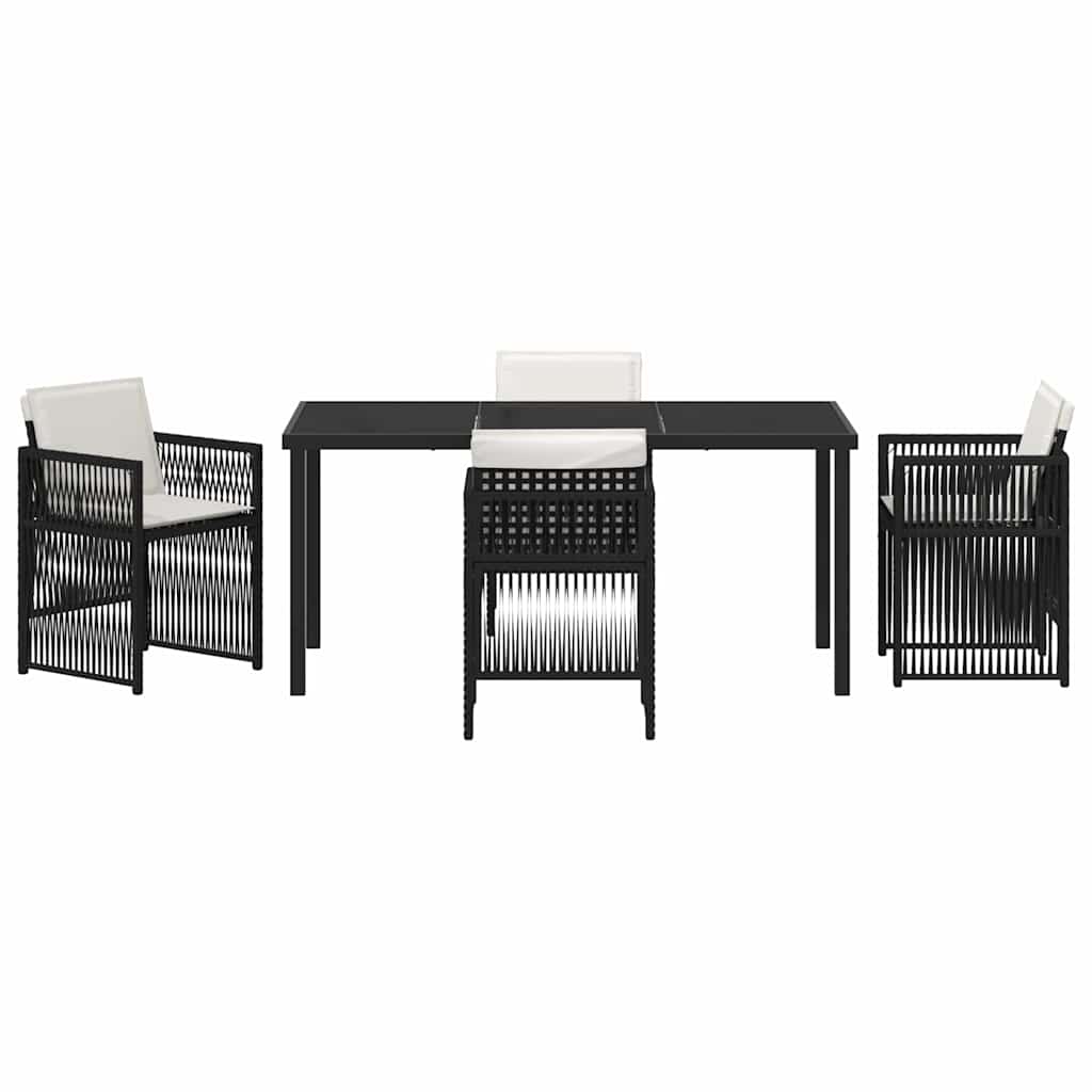 vidaXL Σέτ φαγητού για κήπο 5 pcs Μαύρο Πολυ ράταν