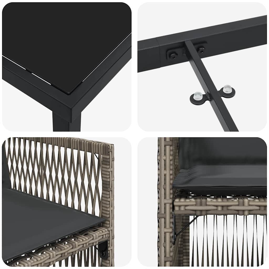 vidaXL Σέτ φαγητού για κήπο 5 pcs Γκρι Πολυ ράταν