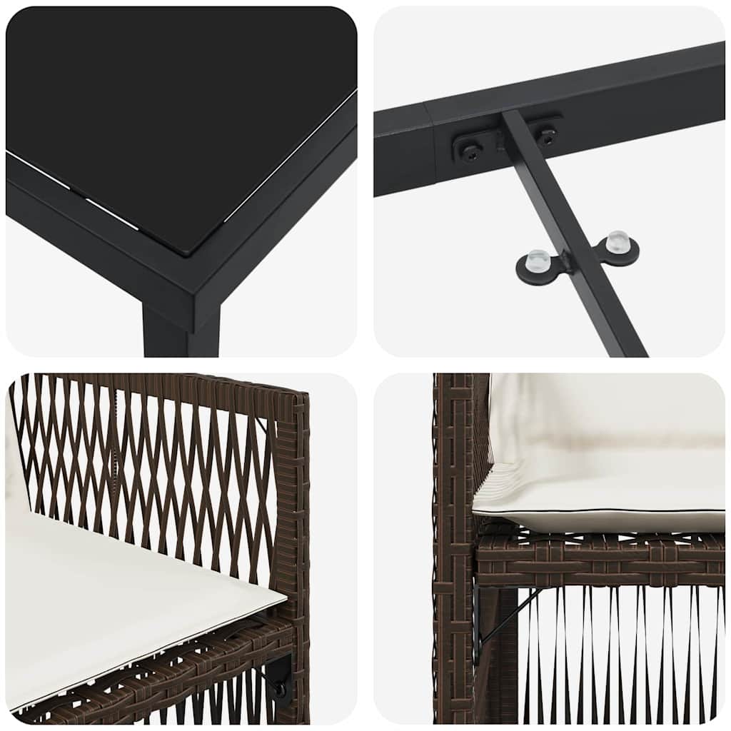 vidaXL Σέτ φαγητού για κήπο 5 pcs Καφέ Πολυ ράταν