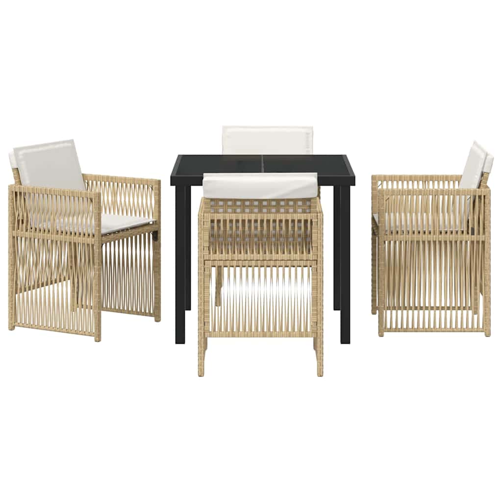 vidaXL Σέτ φαγητού για κήπο 5 pcs Μπεζ Πολυ ράταν