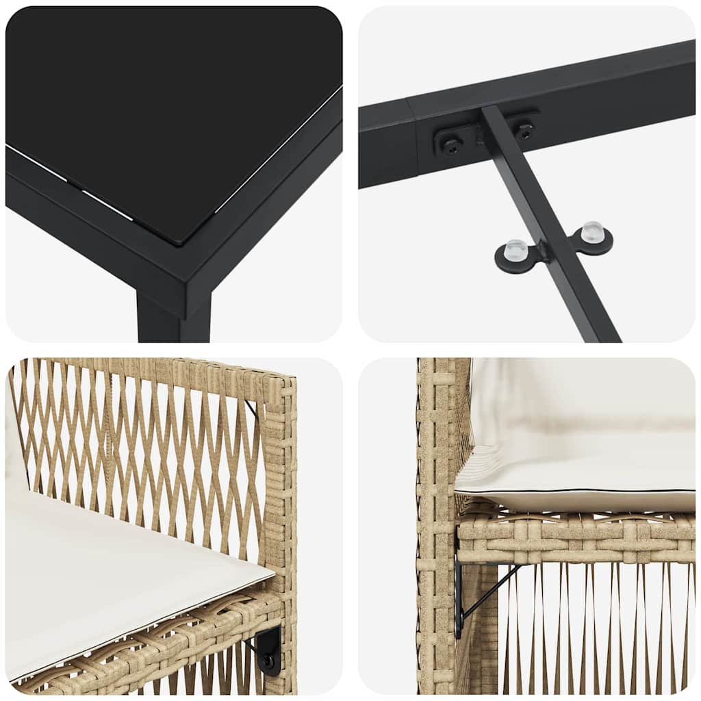 vidaXL Σετ Γεύματος Κήπου 5 Τεμαχίων με Μαξιλάρια Μπεζ Πολυ Ράτταν