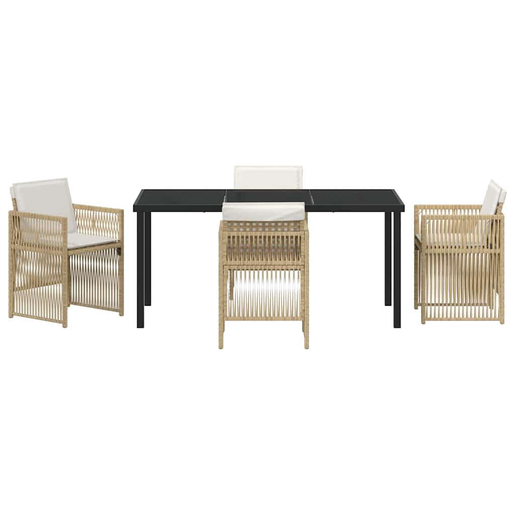 vidaXL Σετ Γεύματος Κήπου 5 Τεμαχίων με Μαξιλάρια Μπεζ Πολυ Ράτταν