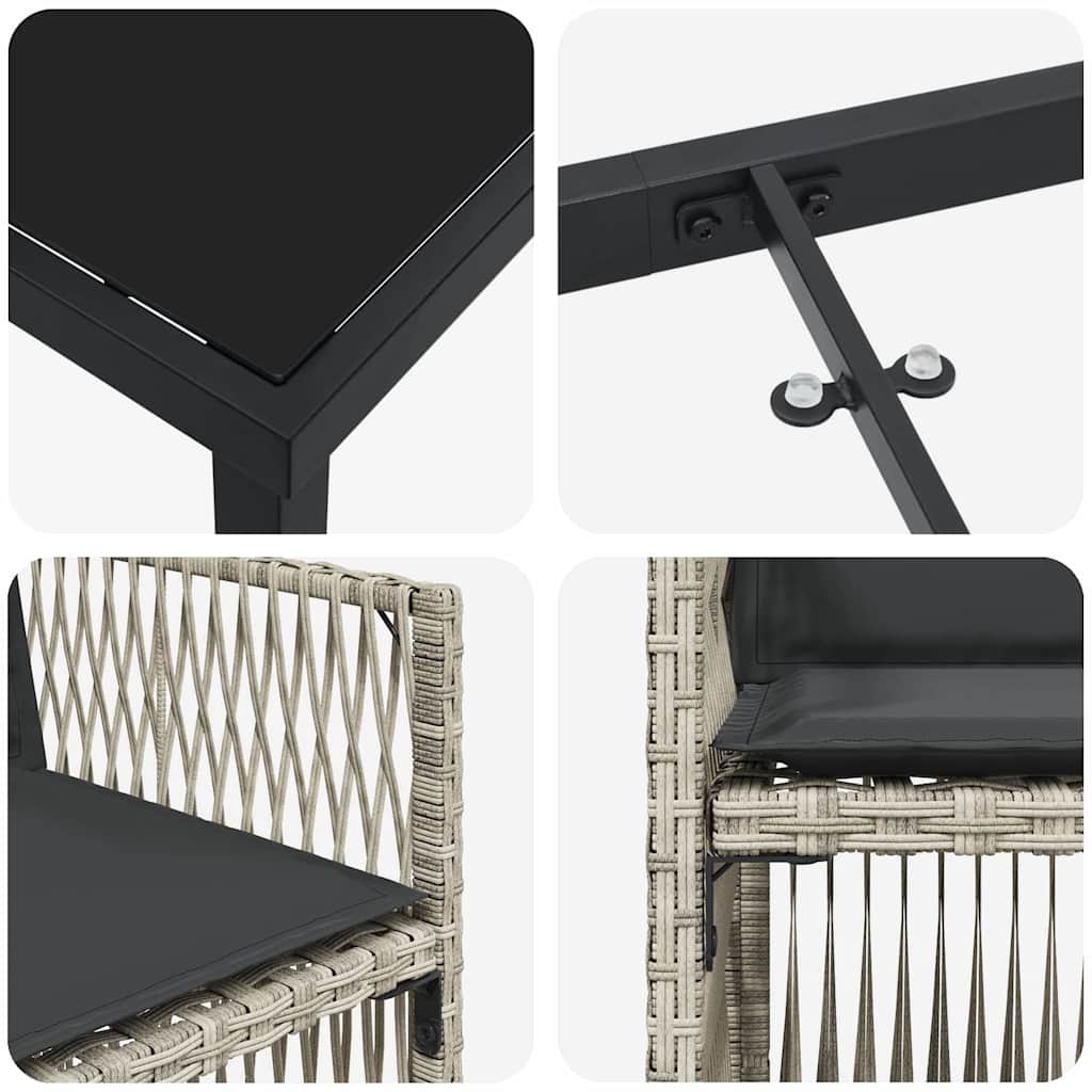 vidaXL Σετ Κήπου 5 Τεμαχίων με Μαξιλάρια Ανοιχτού Γκρι, Πολυ Ράτταν.