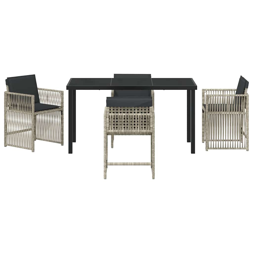 vidaXL Σετ Κήπου 5 Τεμαχίων με Μαξιλάρια Ανοιχτού Γκρι, Πολυ Ράτταν.