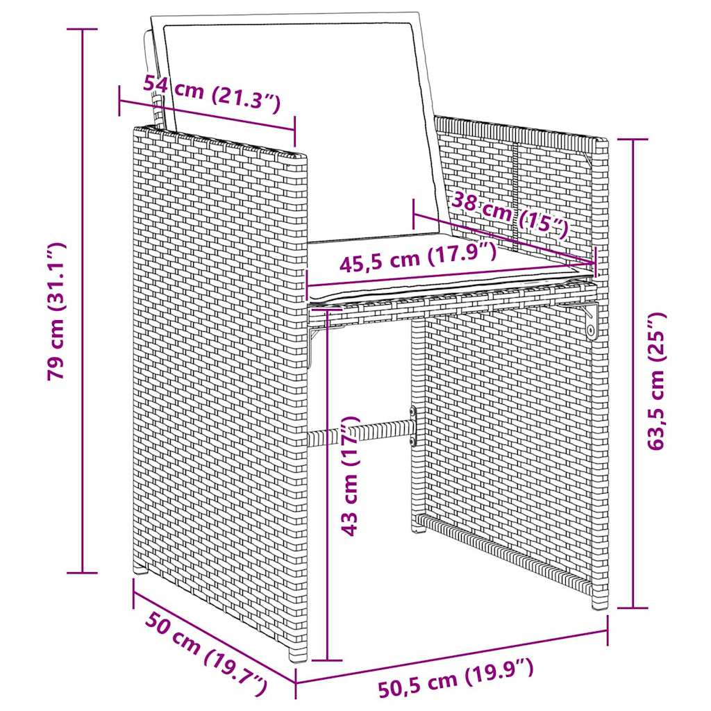 vidaXL Σέτ φαγητού για κήπο 5 pcs Μαύρο συνθετικό ρατάν