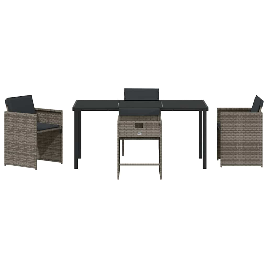 vidaXL Σέτ φαγητού για κήπο 5 pcs Γκρι συνθετικό ρατάν