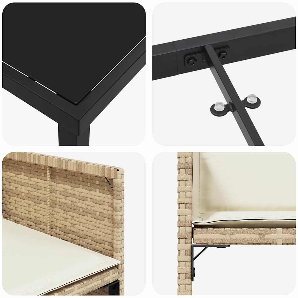 vidaXL Σέτ φαγητού για κήπο 5 pcs Μπεζ συνθετικό ρατάν