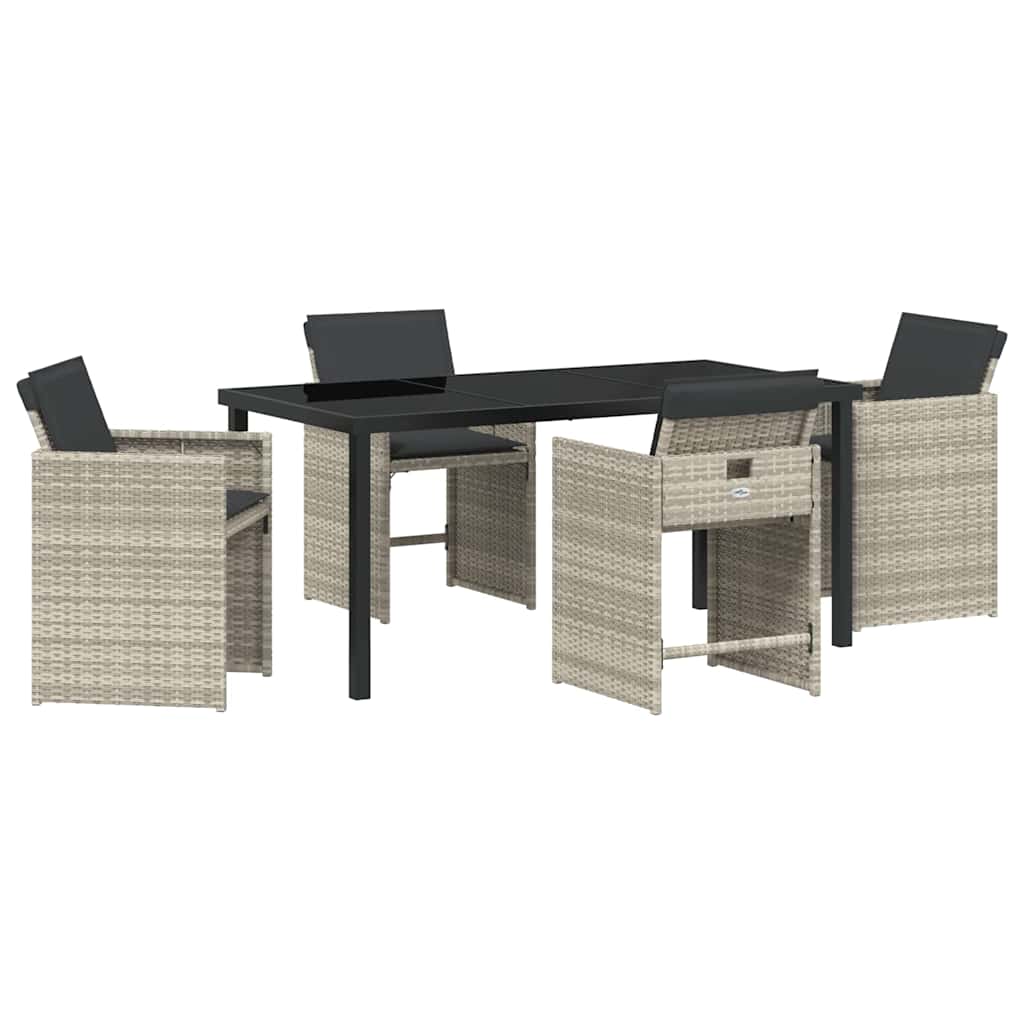 vidaXL Σετ Επιπλώσεων Κήπου 5 Τεμαχίων με Μαξιλάρια, Ανοιχτό Γκρι Πολυ Ρατάν