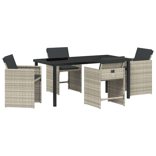 vidaXL Σετ Επιπλώσεων Κήπου 5 Τεμαχίων με Μαξιλάρια, Ανοιχτό Γκρι Πολυ Ρατάν