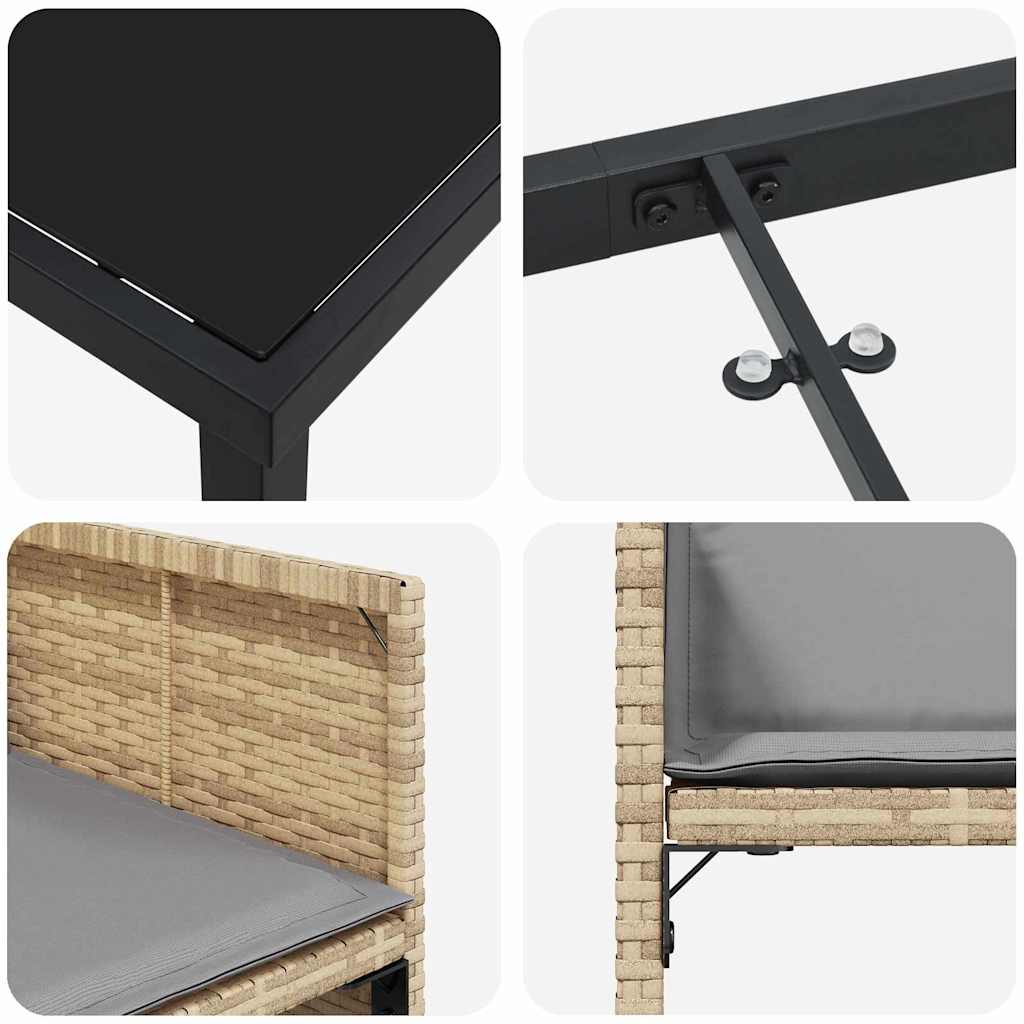 vidaXL Σέτ φαγητού για κήπο 5 pcs Μπεζ συνθετικό ρατάν