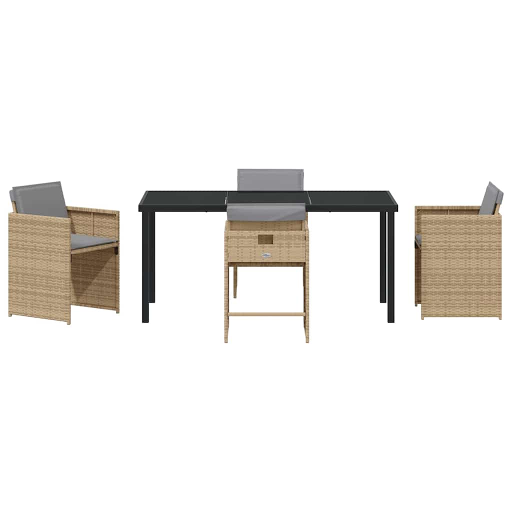 vidaXL Σέτ φαγητού για κήπο 5 pcs Μπεζ συνθετικό ρατάν