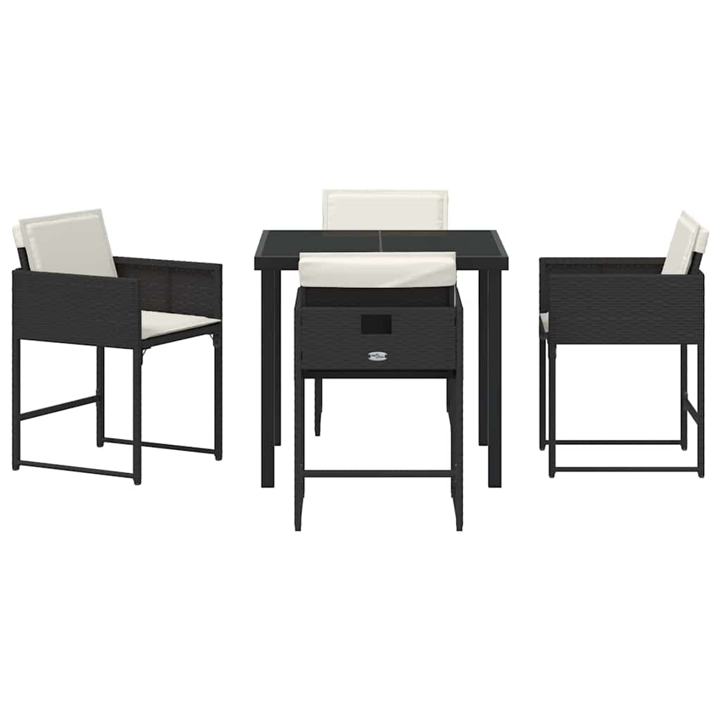 vidaXL Σέτ φαγητού για κήπο 5 pcs Μαύρο συνθετικό ρατάν