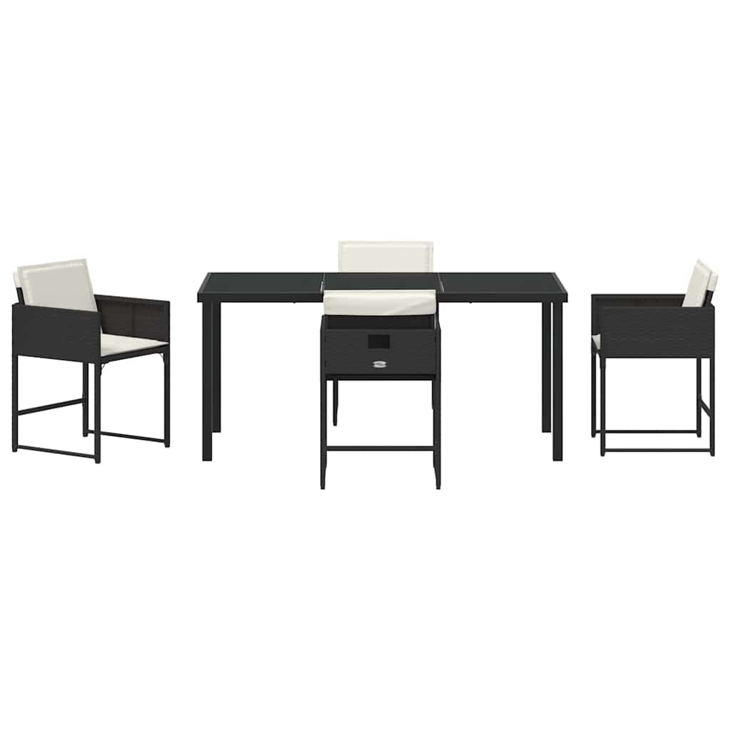 vidaXL Σέτ φαγητού για κήπο 5 pcs Μαύρο συνθετικό ρατάν