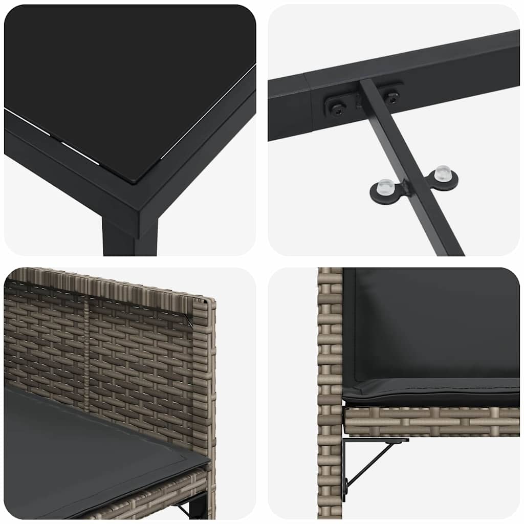 vidaXL Σέτ φαγητού για κήπο 5 pcs Γκρι συνθετικό ρατάν