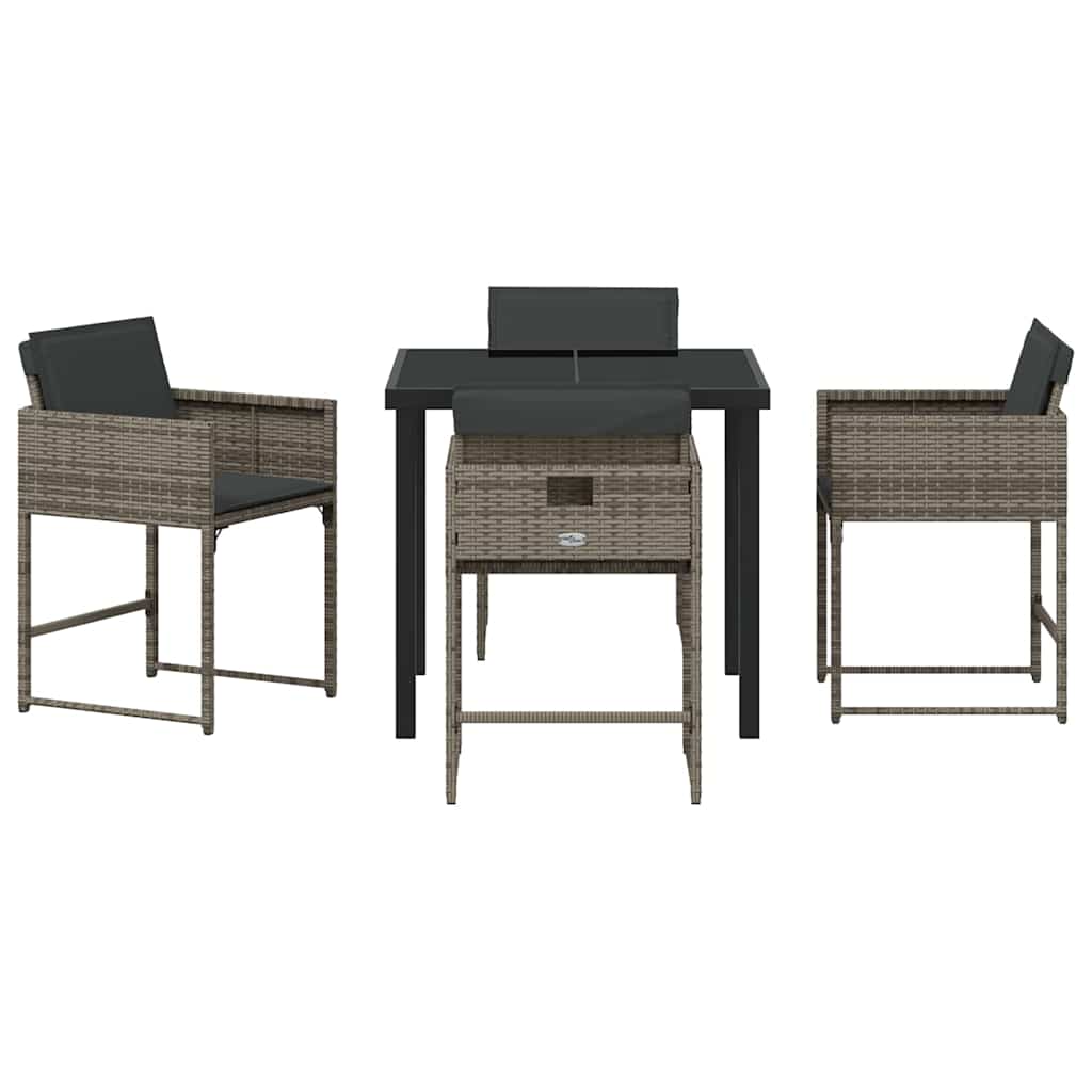 vidaXL Σέτ φαγητού για κήπο 5 pcs Γκρι συνθετικό ρατάν