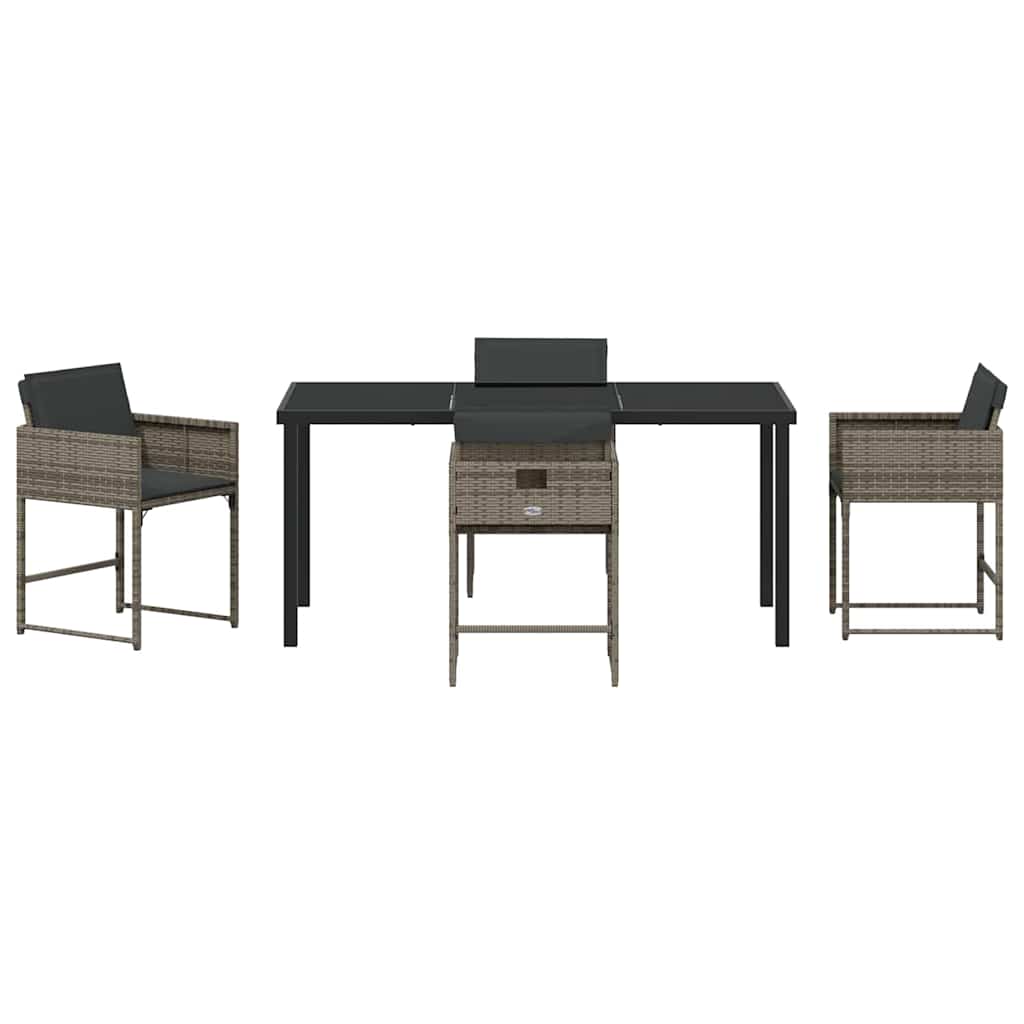 vidaXL Σέτ φαγητού για κήπο 5 pcs Γκρι συνθετικό ρατάν