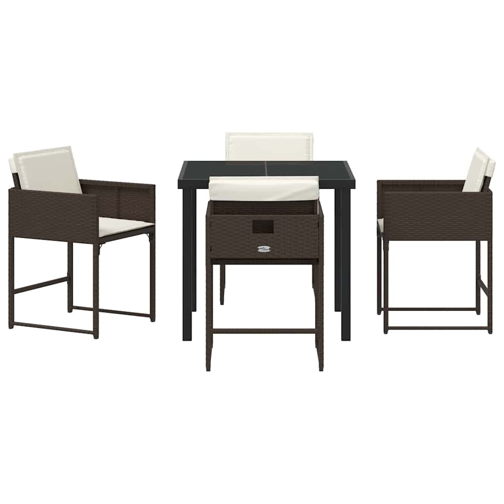 vidaXL Σέτ φαγητού για κήπο 5 pcs Καφέ συνθετικό ρατάν