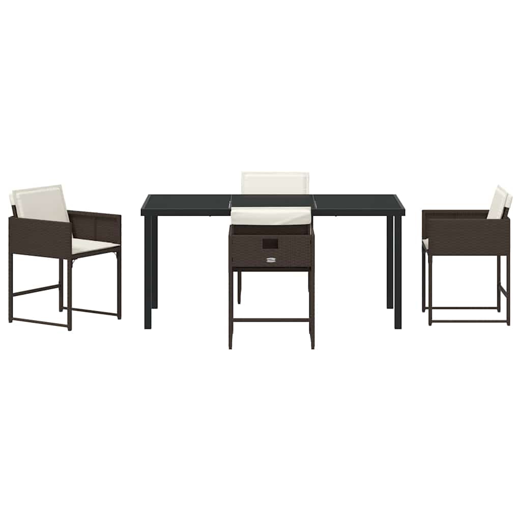 vidaXL Σέτ φαγητού για κήπο 5 pcs Καφέ συνθετικό ρατάν