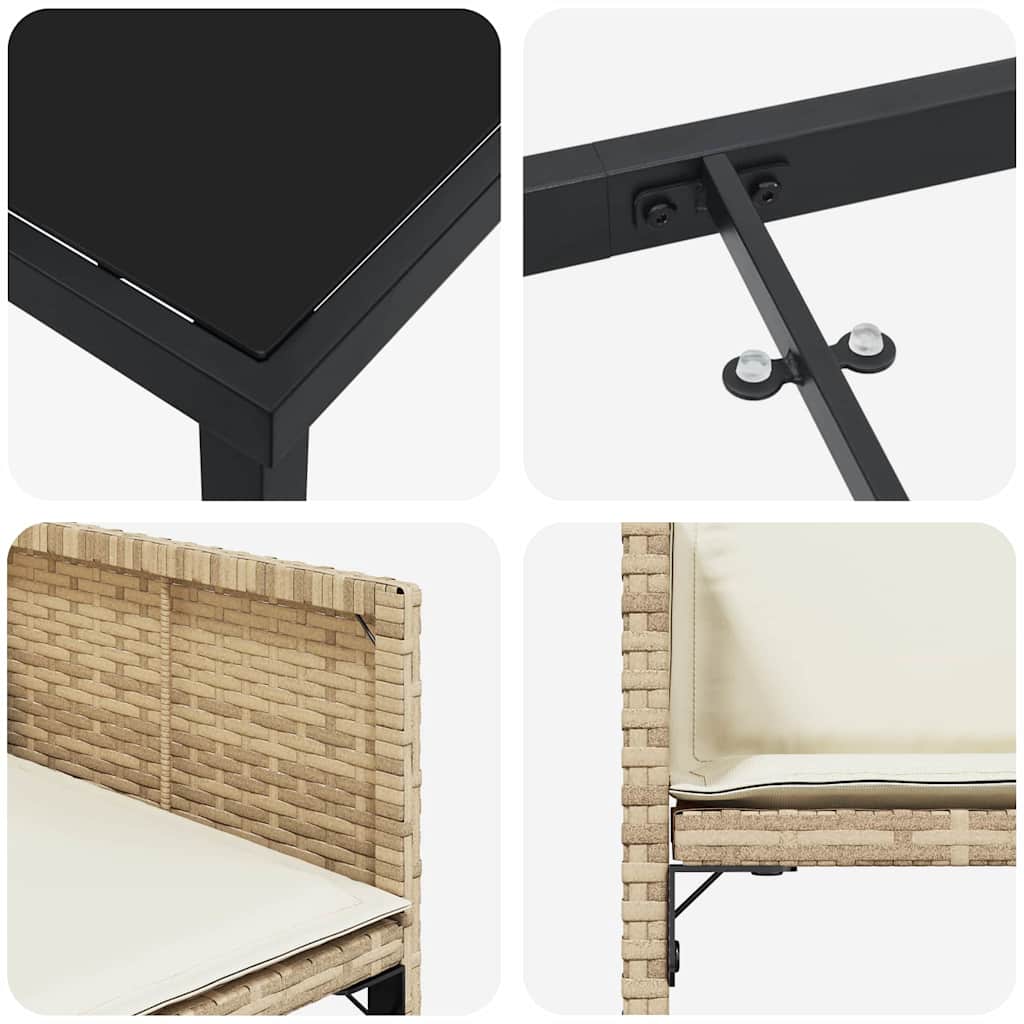 vidaXL Σέτ φαγητού για κήπο 5 pcs Μπεζ συνθετικό ρατάν