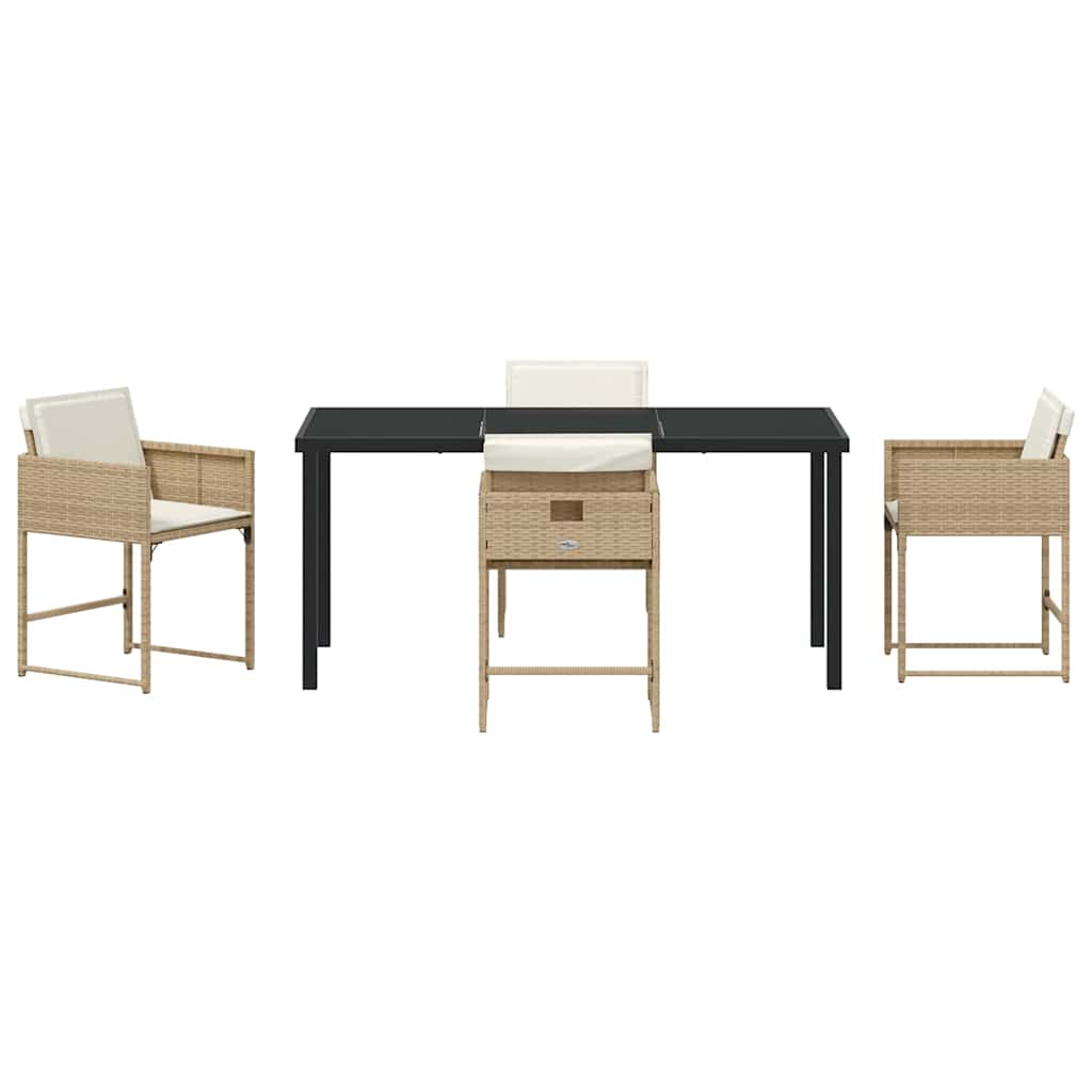 vidaXL Σέτ φαγητού για κήπο 5 pcs Μπεζ συνθετικό ρατάν