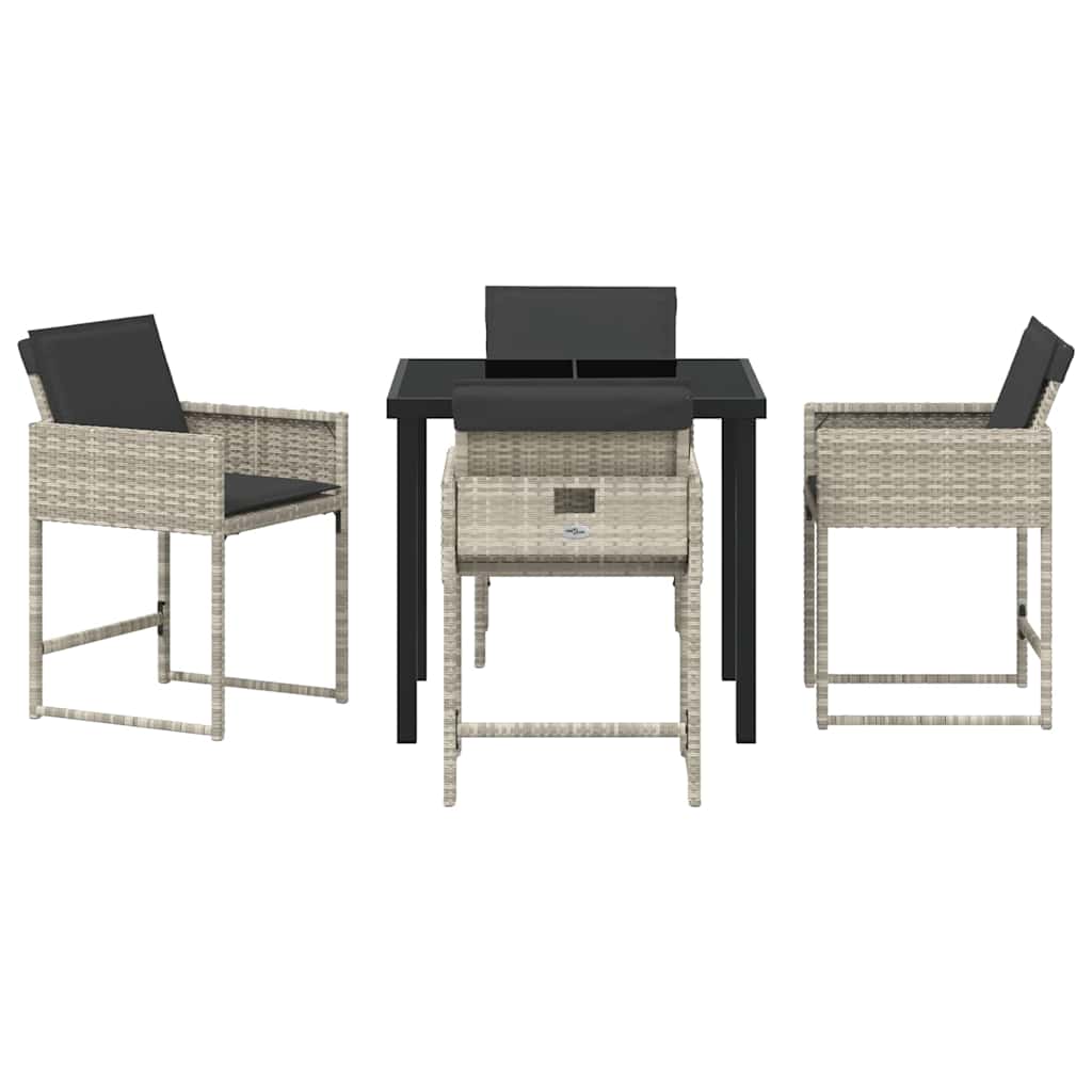 vidaXL Σέτ φαγητού για κήπο 5 pcs Ανοιχτό γκρι συνθετικό ρατάν